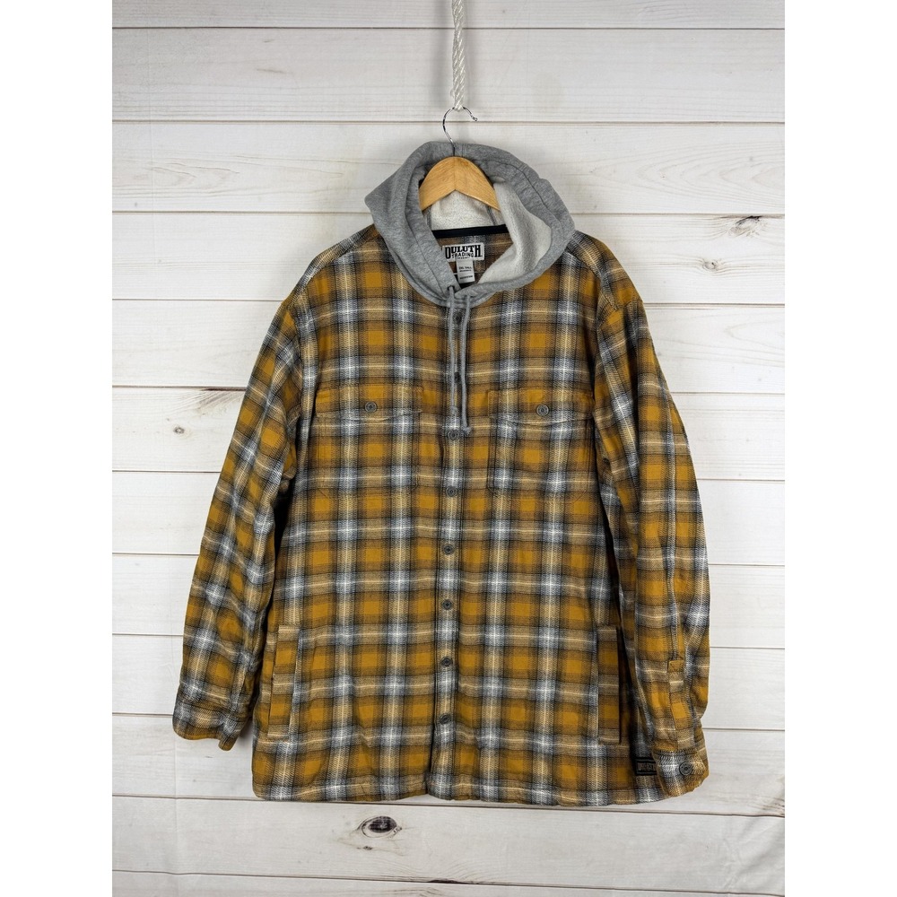 Duluth Trading Co 2X Tall Men's Yellow Flapjack Relaxed Fit Hooded Shirt Jacket